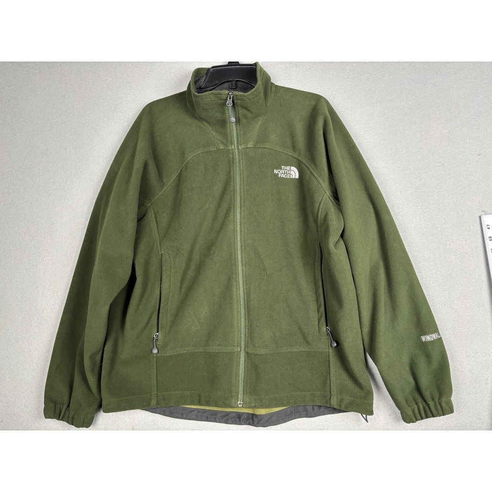The North Face Jacket Mens Large Green Fleece WindWall Full Zip Hiking Outdoor